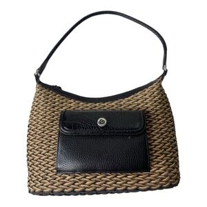 Brighton Edna Woven Raffia Straw & Leather Trim Shoulder Bag